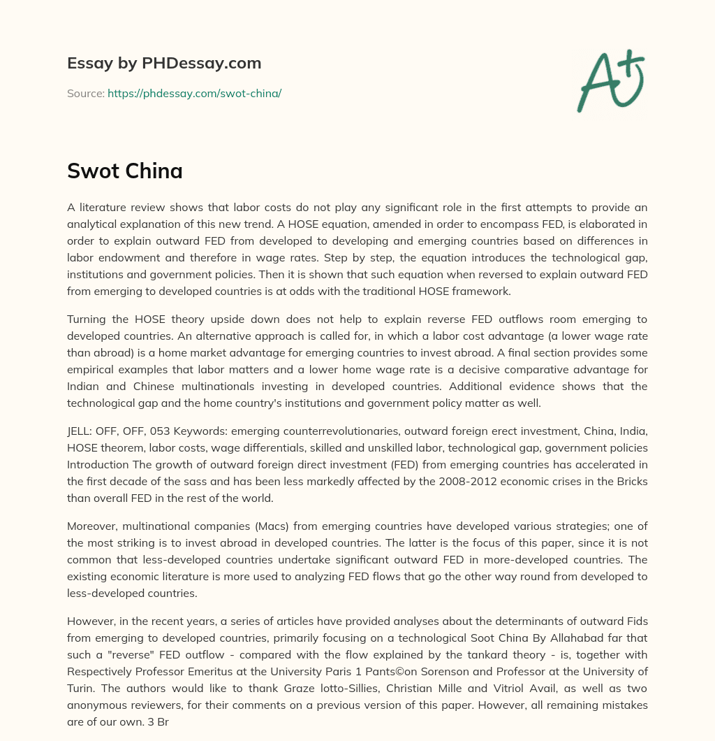 Swot China essay
