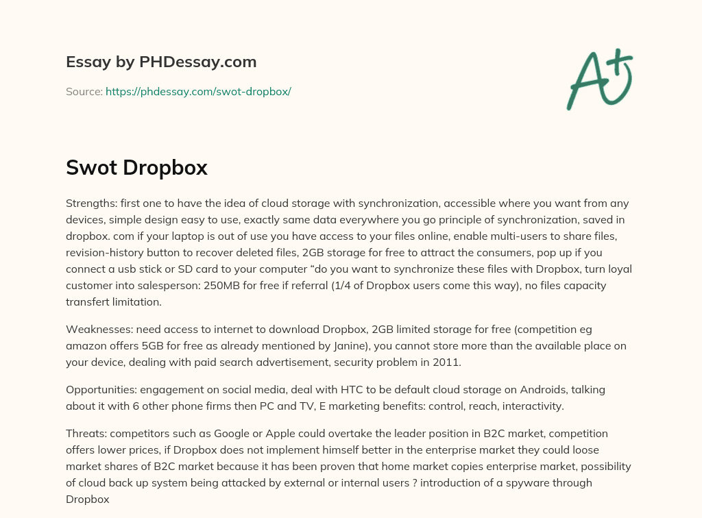Swot Dropbox essay