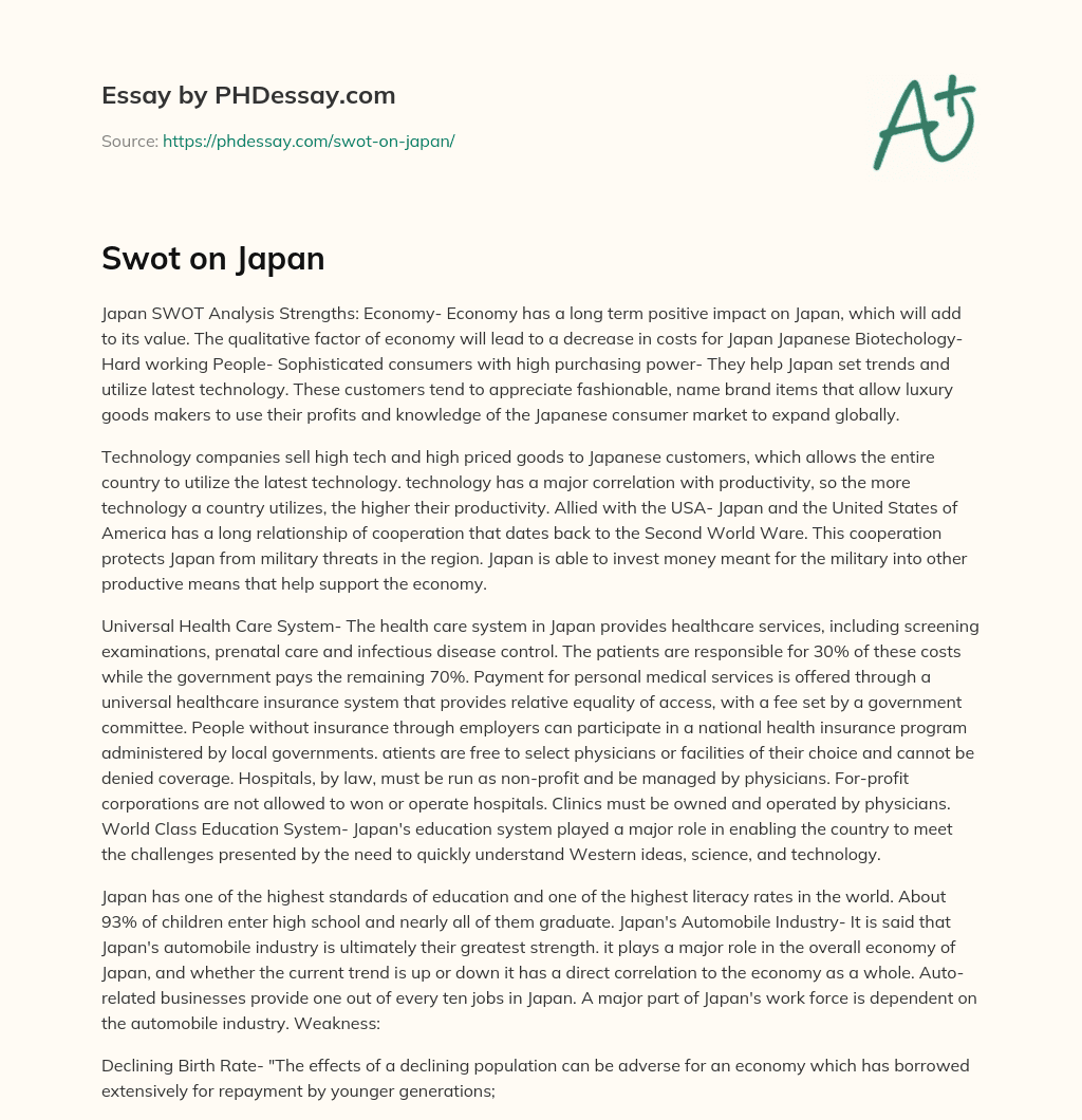 Swot on Japan essay