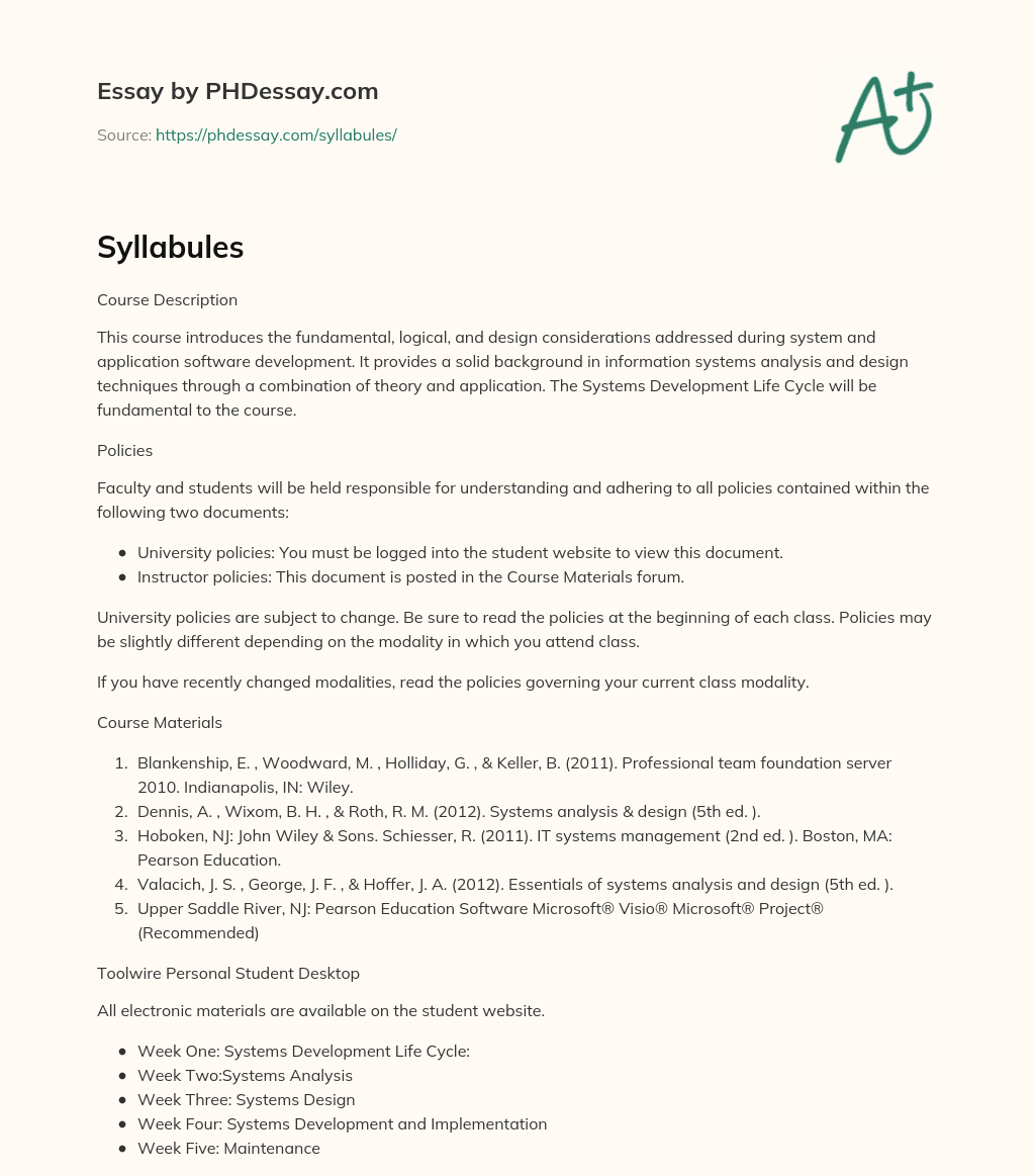 Introduction to Software Development and Analysis Techniques essay