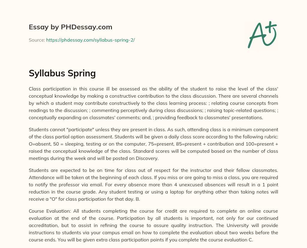Syllabus Spring essay
