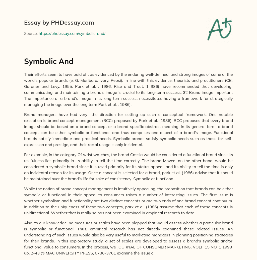 Symbolic And essay
