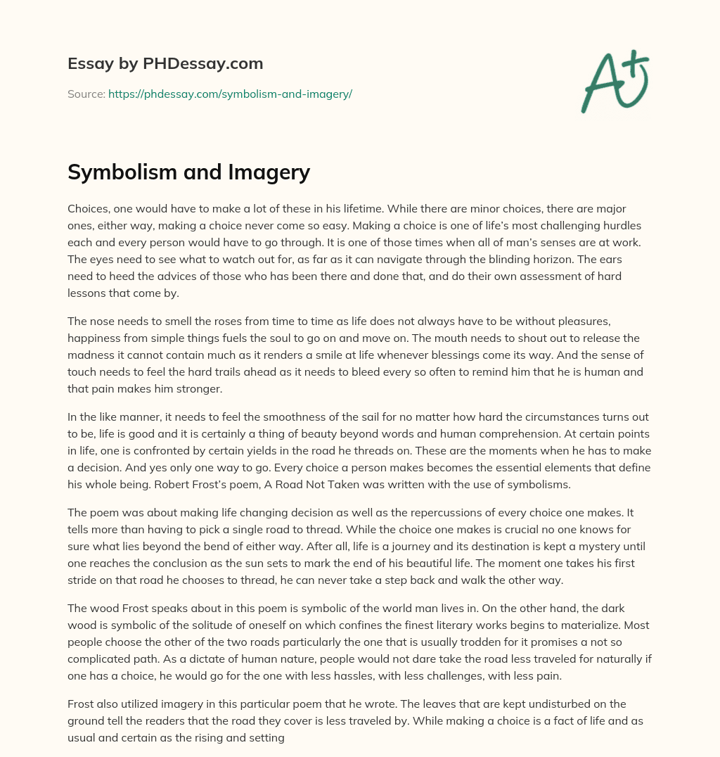 Symbolism and Imagery essay
