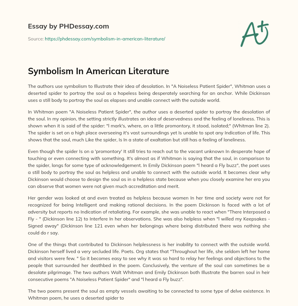 Symbolism In American Literature essay