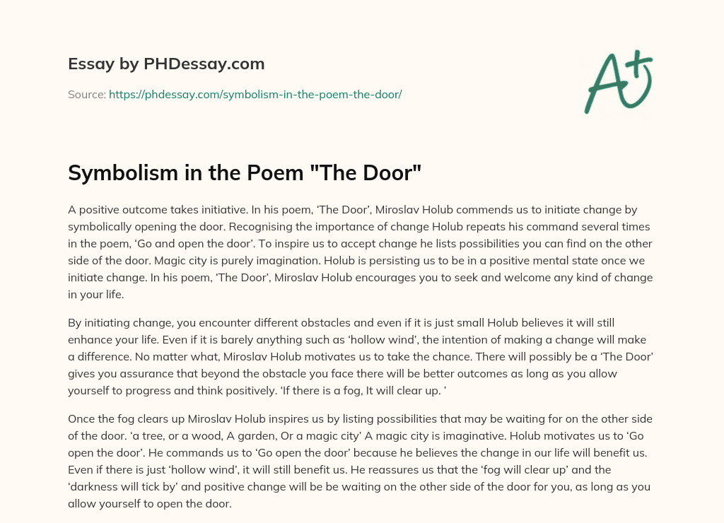 Symbolism in the Poem “The Door” essay