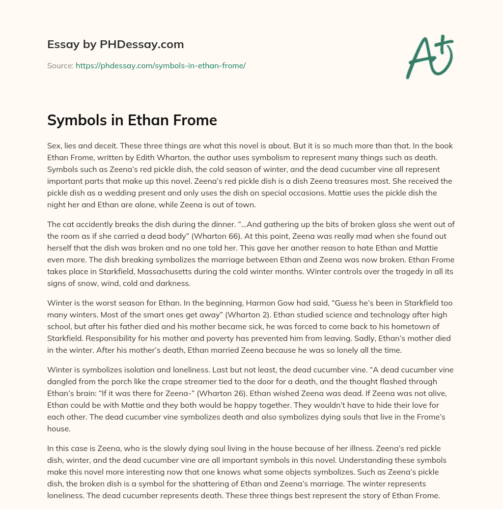 Symbols in Ethan Frome (500 Words)