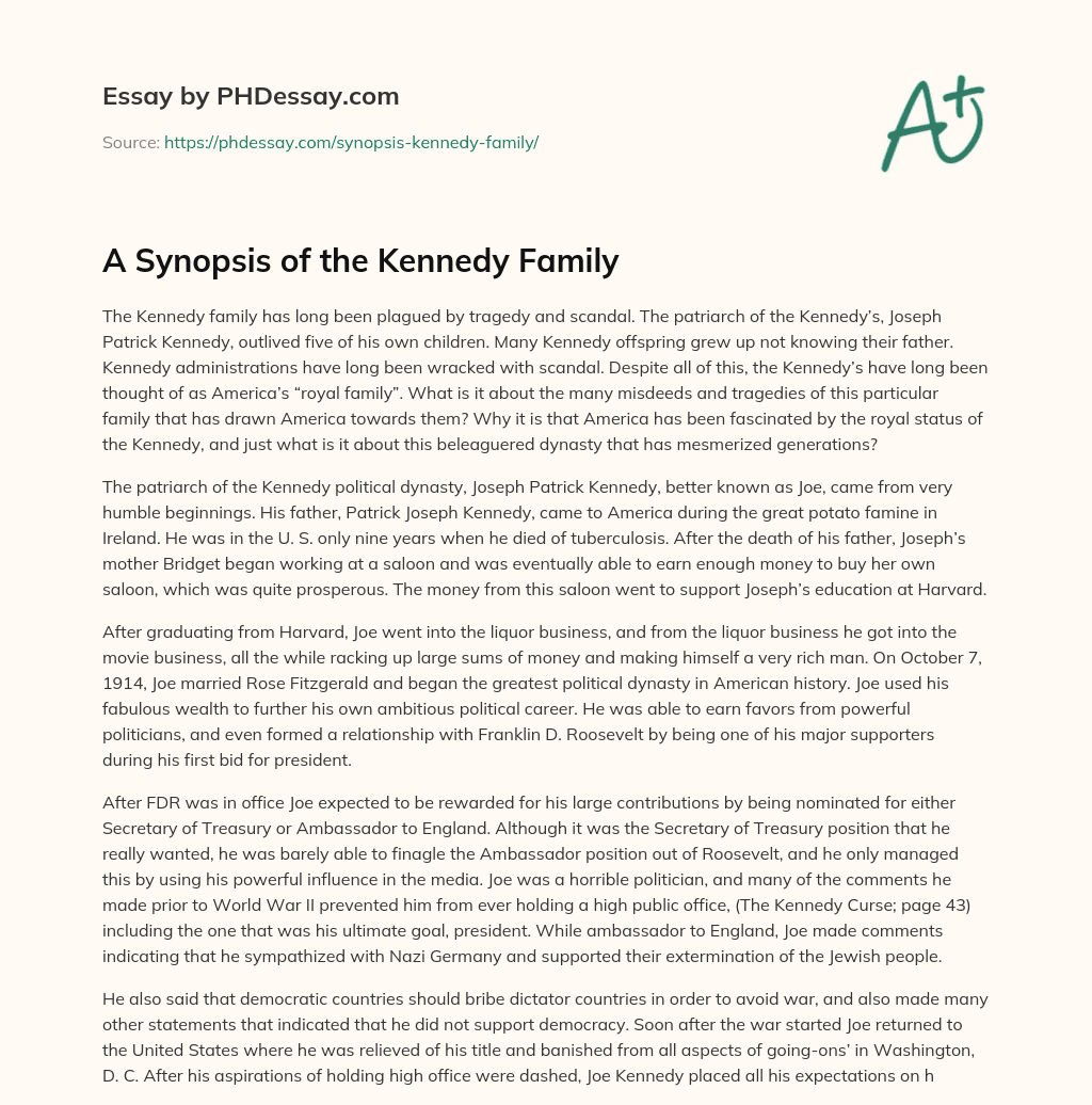 A Synopsis of the Kennedy Family essay