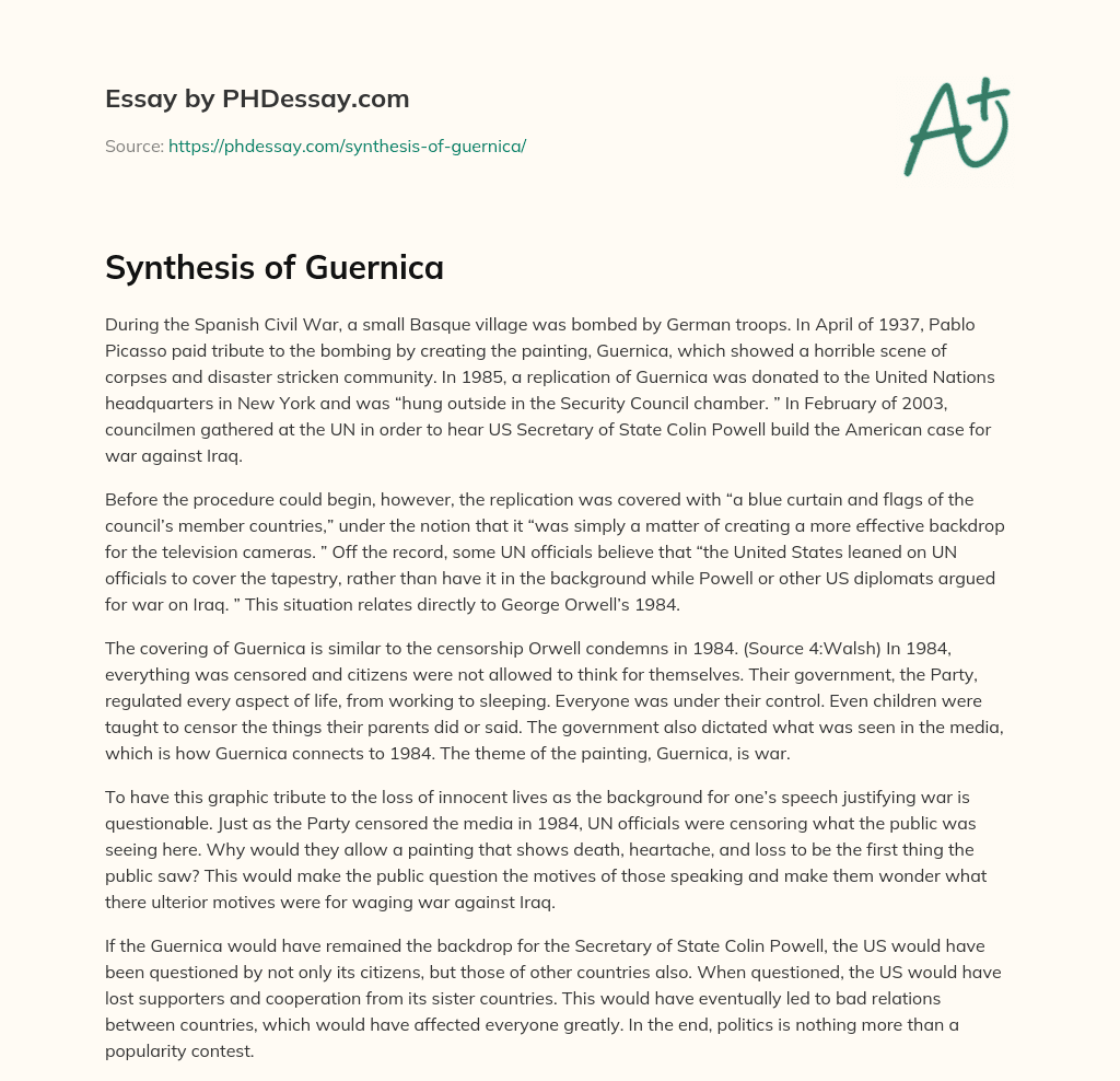 Synthesis of Guernica essay