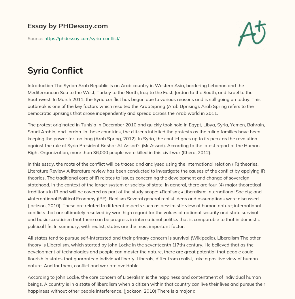 Syria Conflict essay