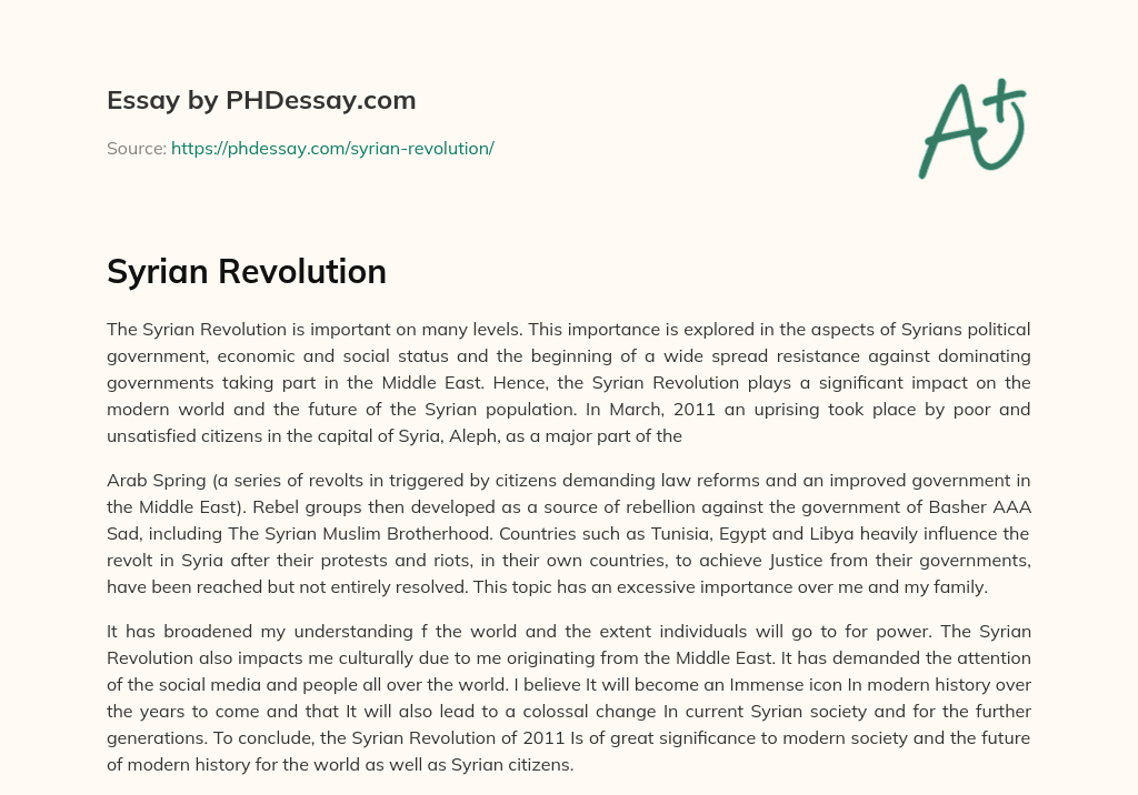 Syrian Revolution essay