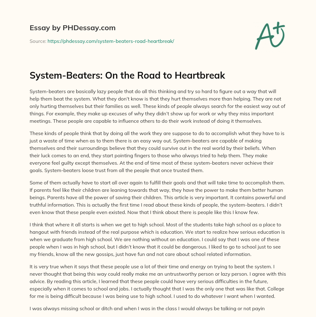 System-Beaters: On the Road to Heartbreak essay