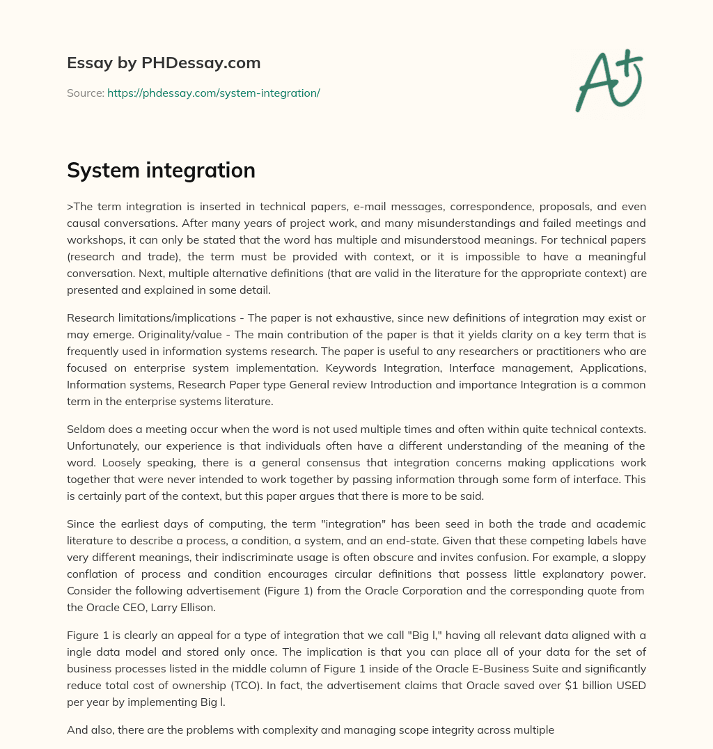 System integration essay