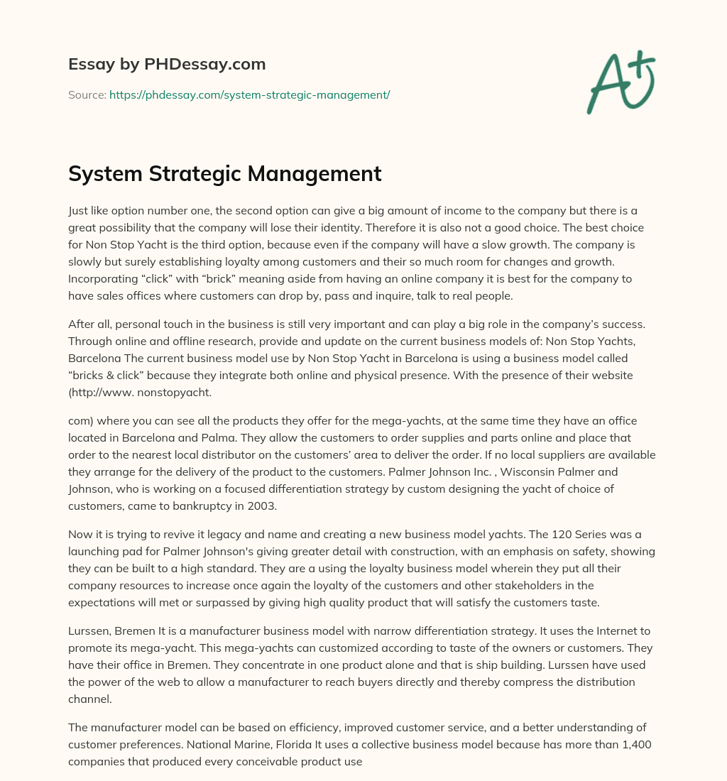 System Strategic Management essay