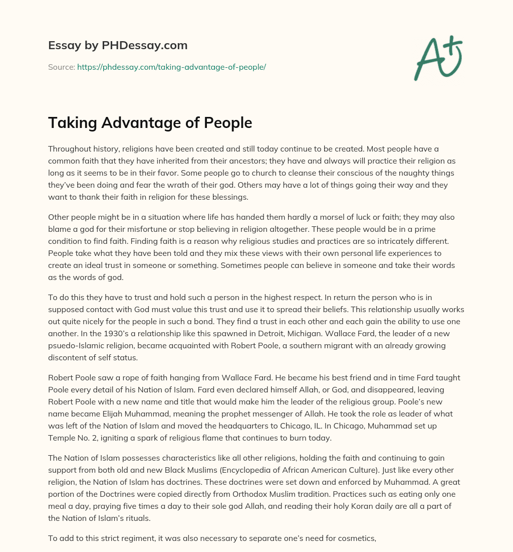 Taking Advantage of People essay
