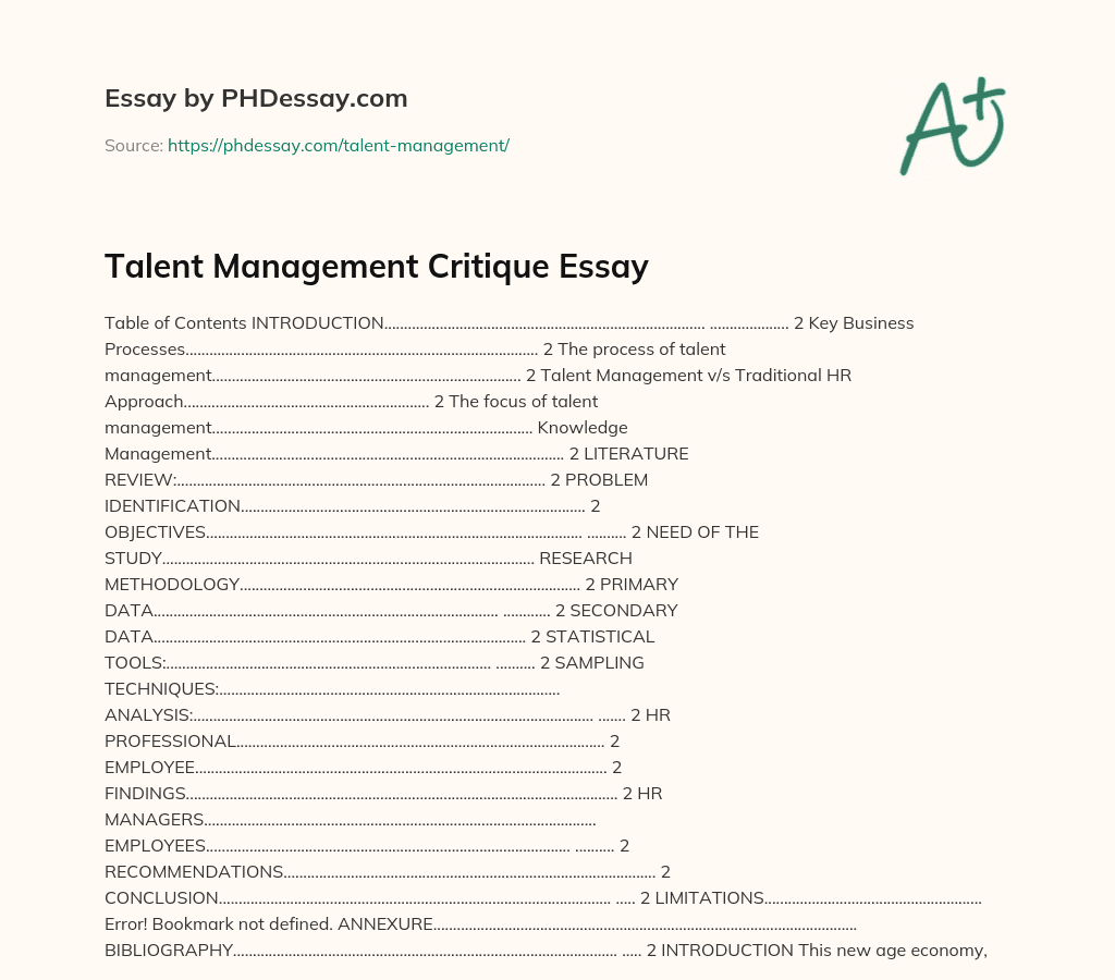 talent management definition essay