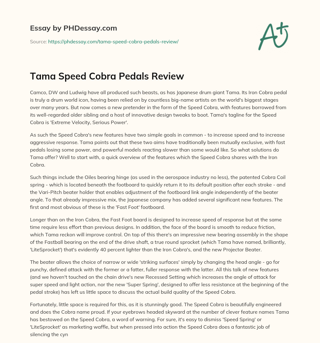 Tama Speed Cobra Pedals Review essay