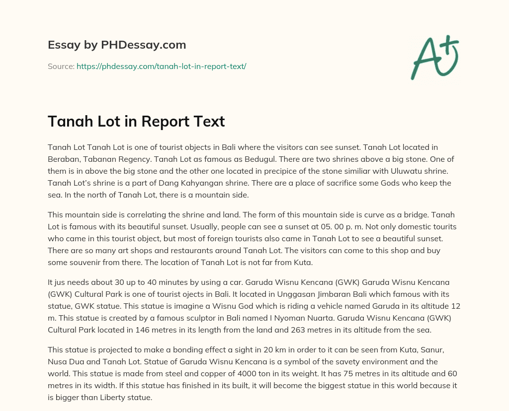 Tanah Lot in Report Text essay