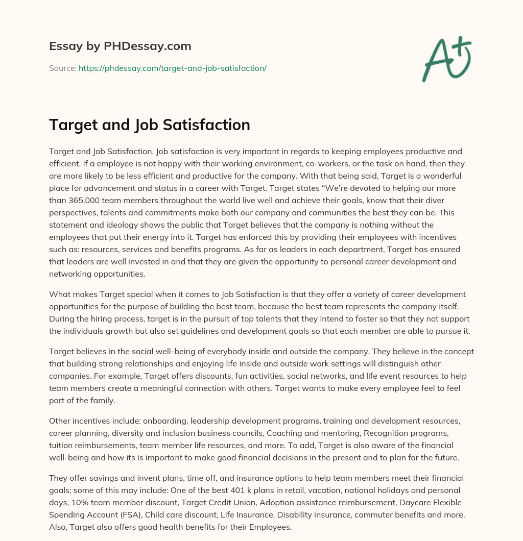 Target and Job Satisfaction essay