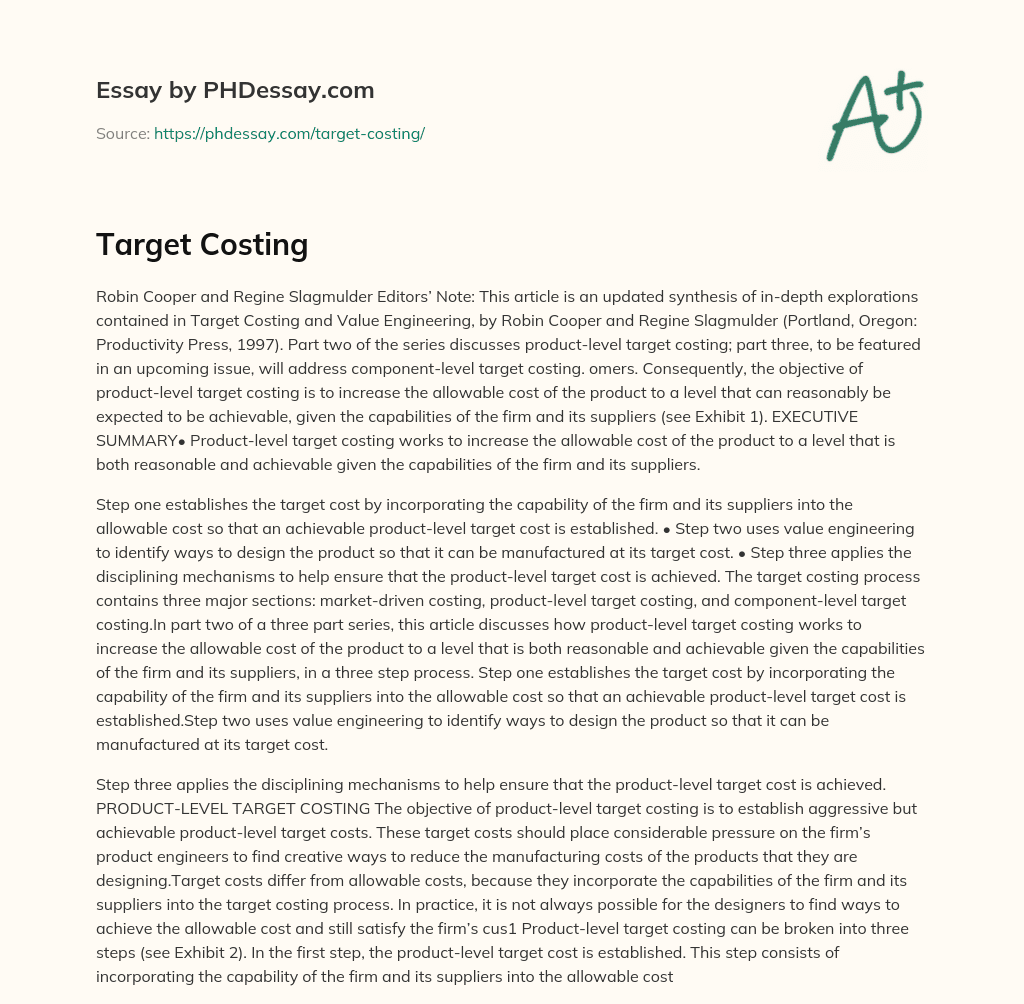 Target Costing essay