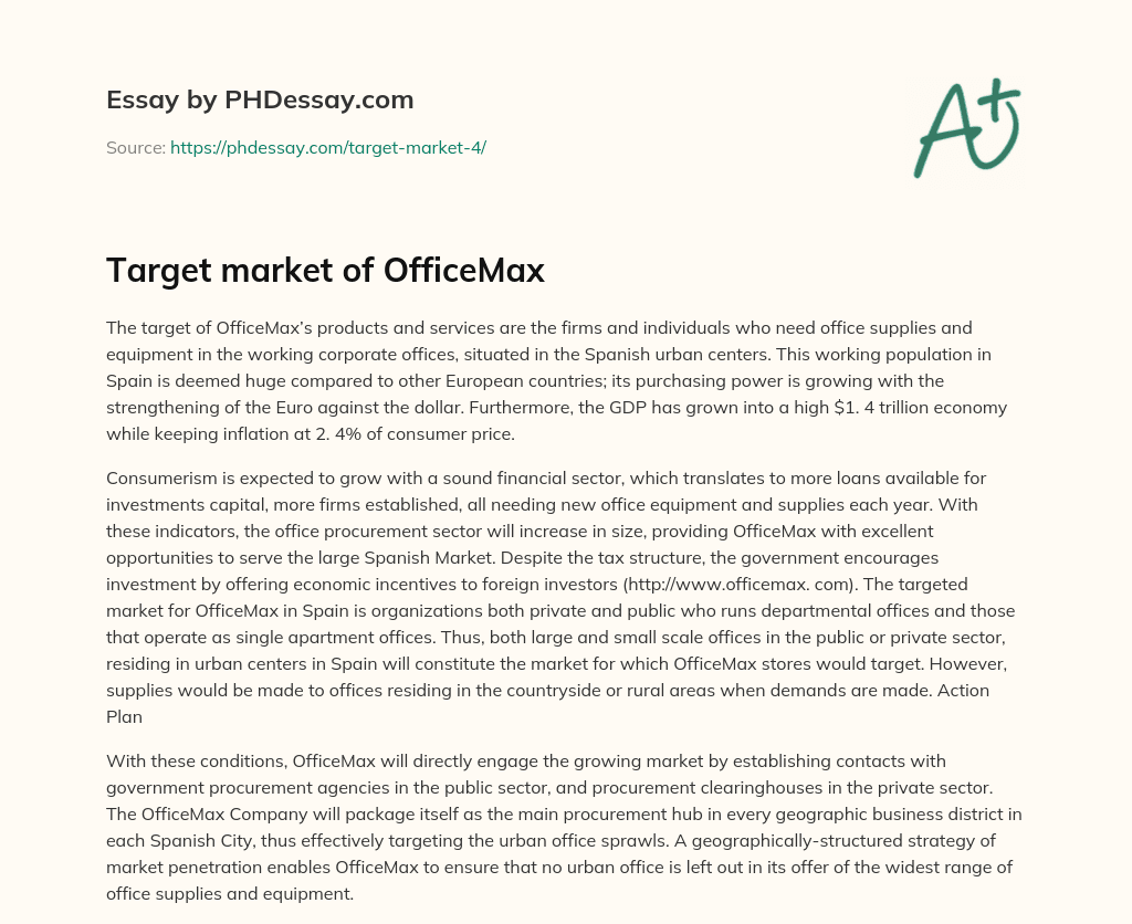 Target market of OfficeMax essay