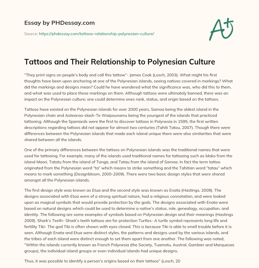 Tattoos and Their Relationship to Polynesian Culture essay