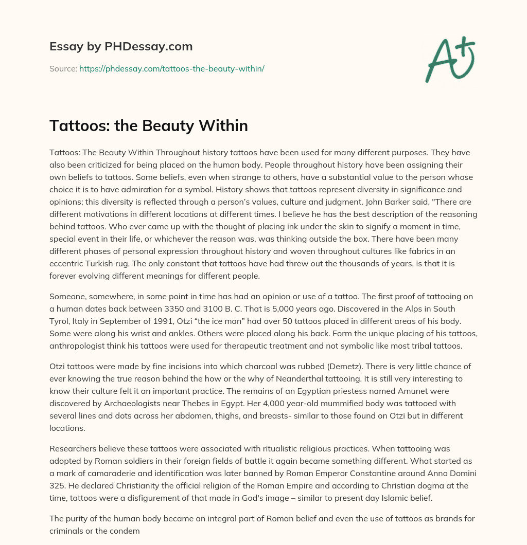 Tattoos: the Beauty Within essay