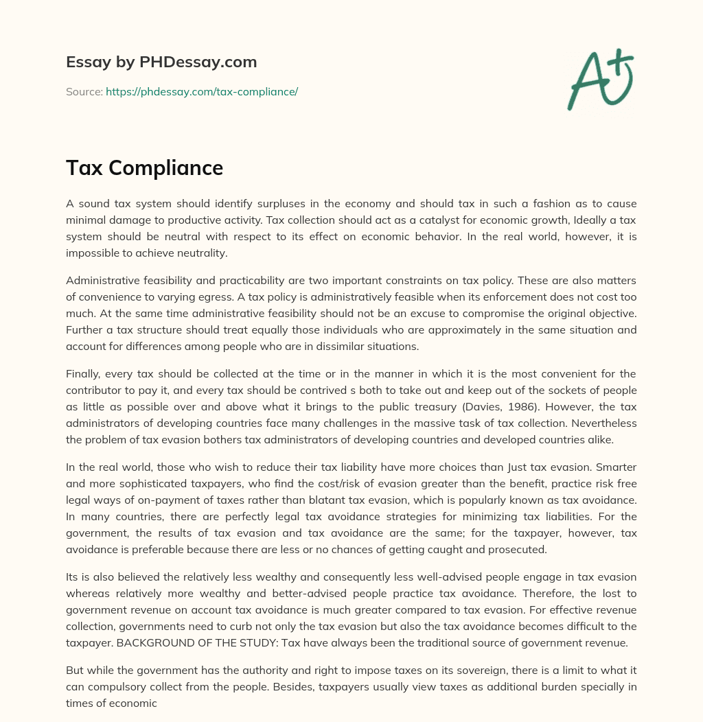 Tax Compliance essay