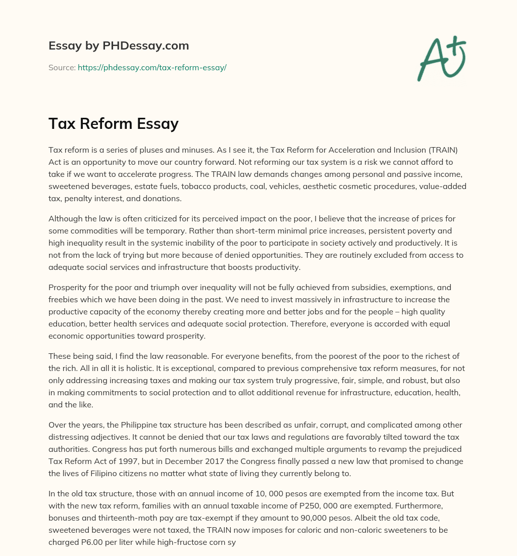 Tax Reform Essay essay