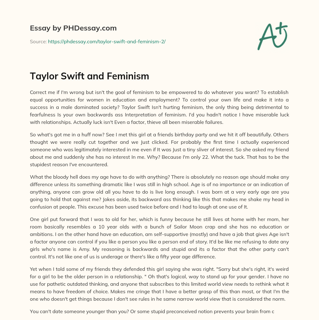 Taylor Swift and Feminism essay