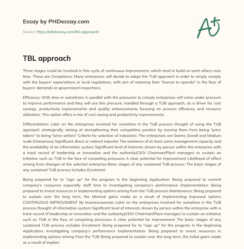 TBL approach essay
