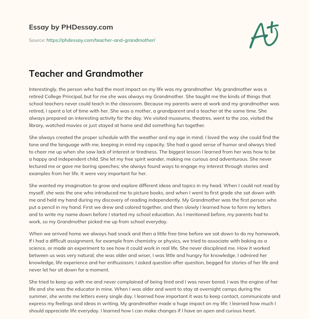 Teacher and Grandmother essay