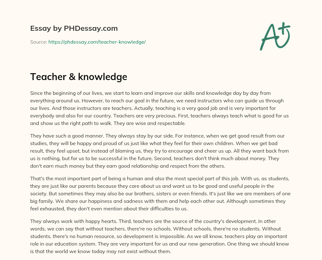 Teacher & knowledge essay