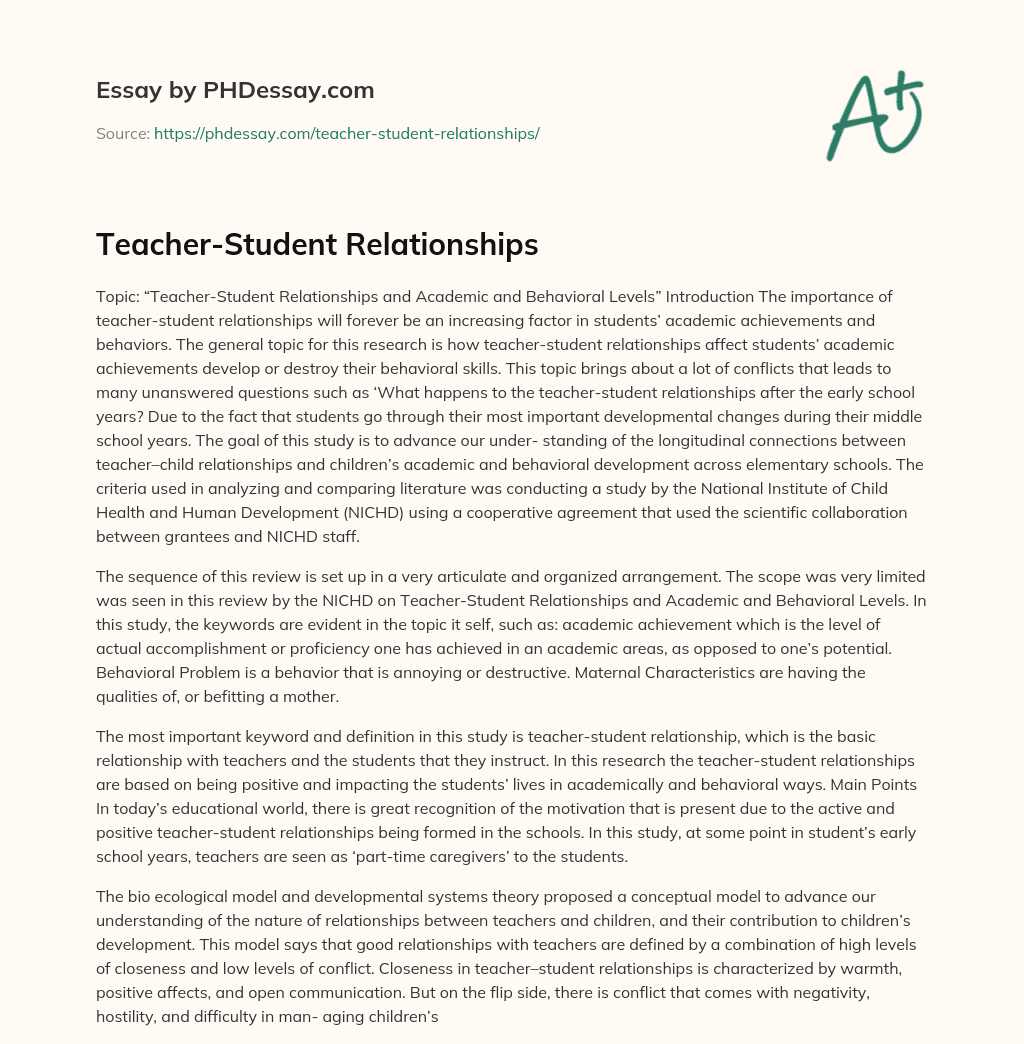 Teacher-Student Relationships essay