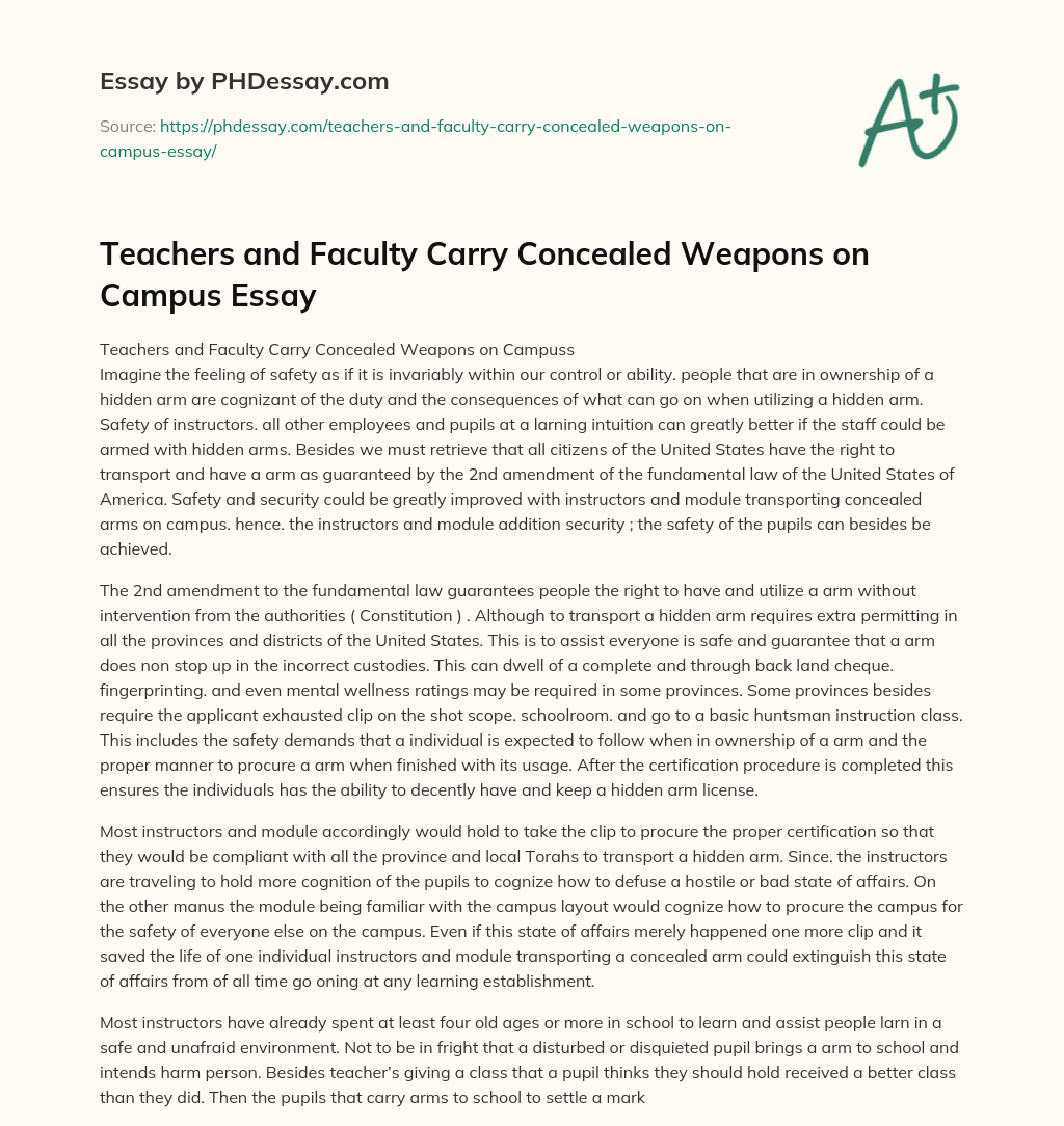 thesis statement on teachers carrying guns