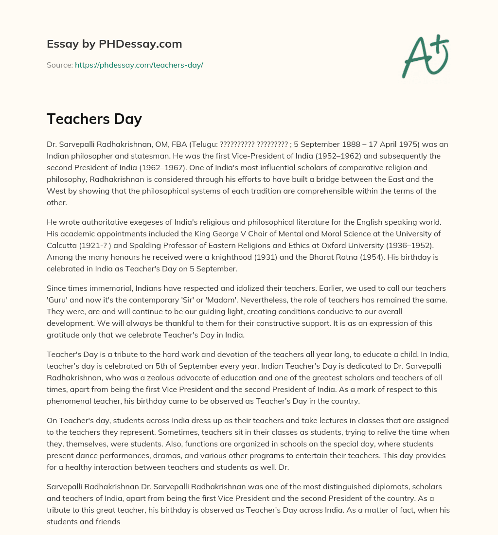 Teachers Day essay