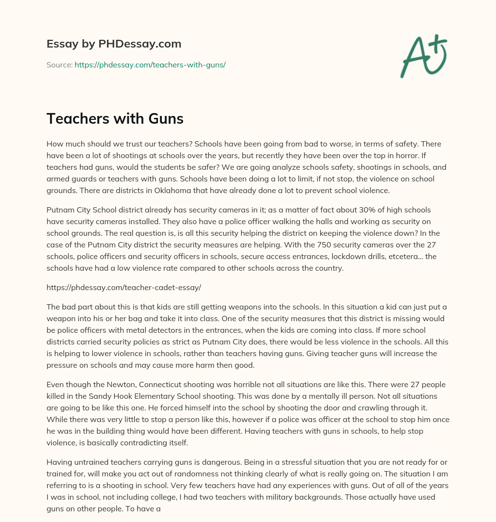 thesis statement on teachers carrying guns