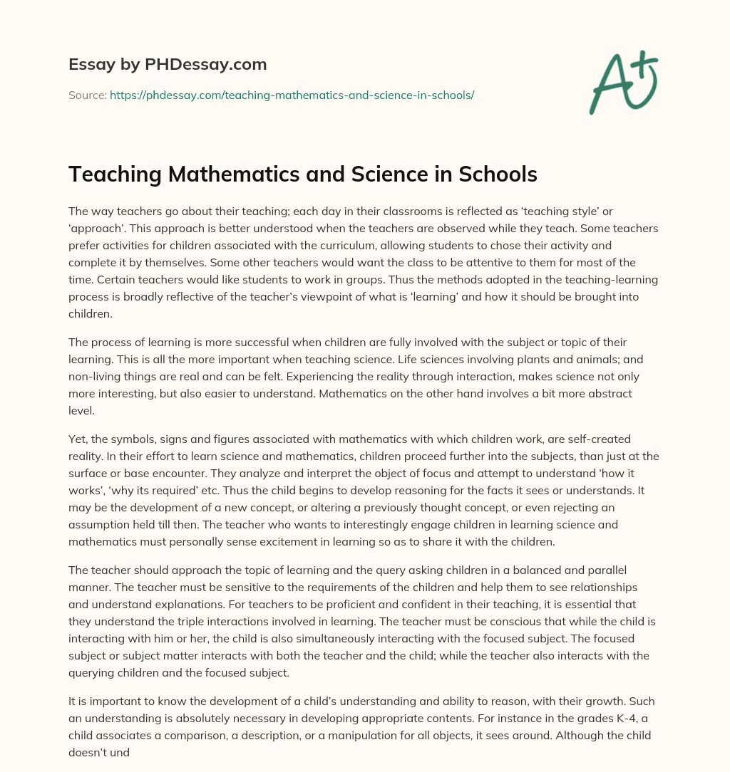 essay about the relationship between mathematics and science