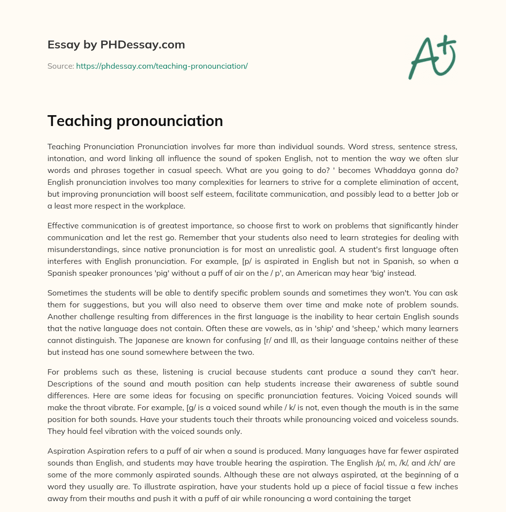 Teaching pronounciation essay