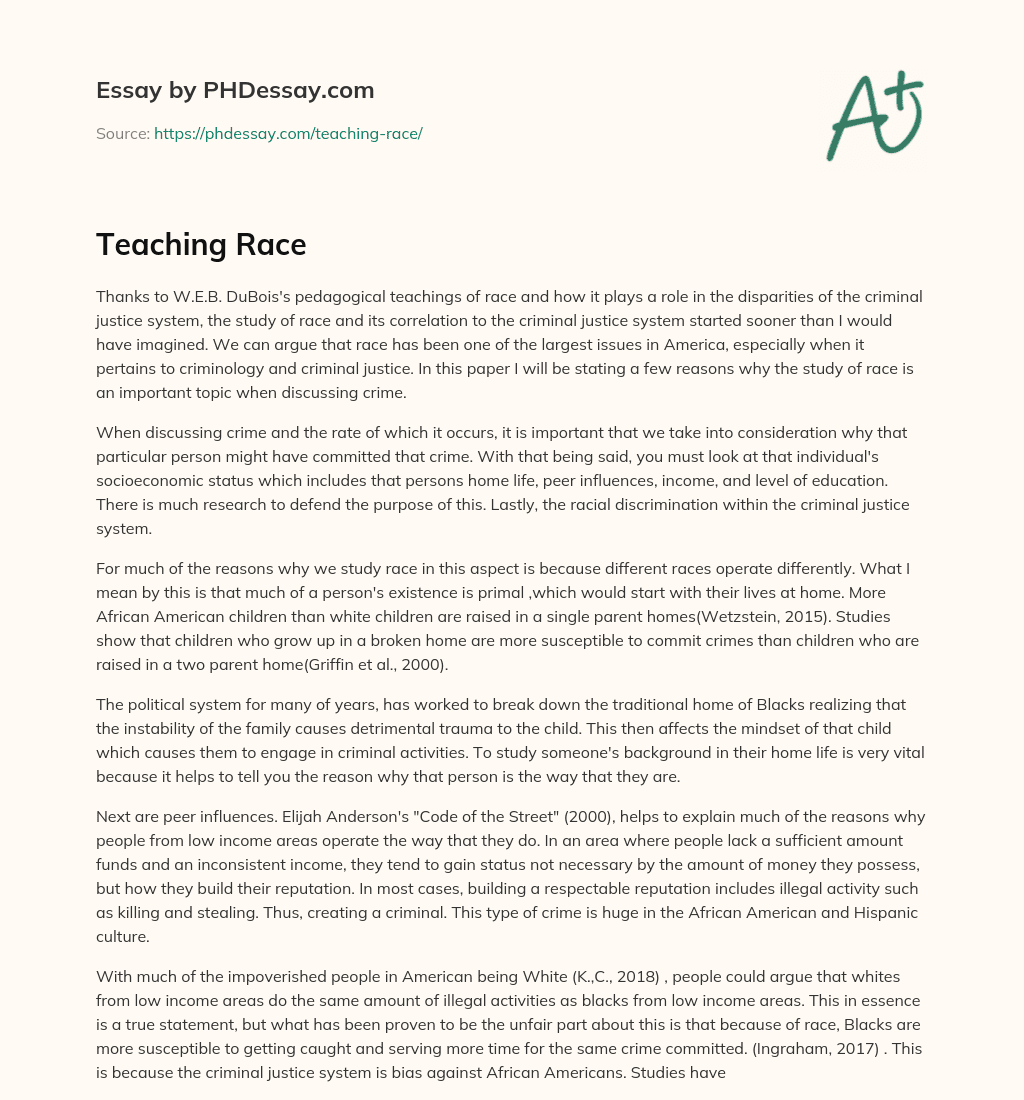 Teaching Race essay