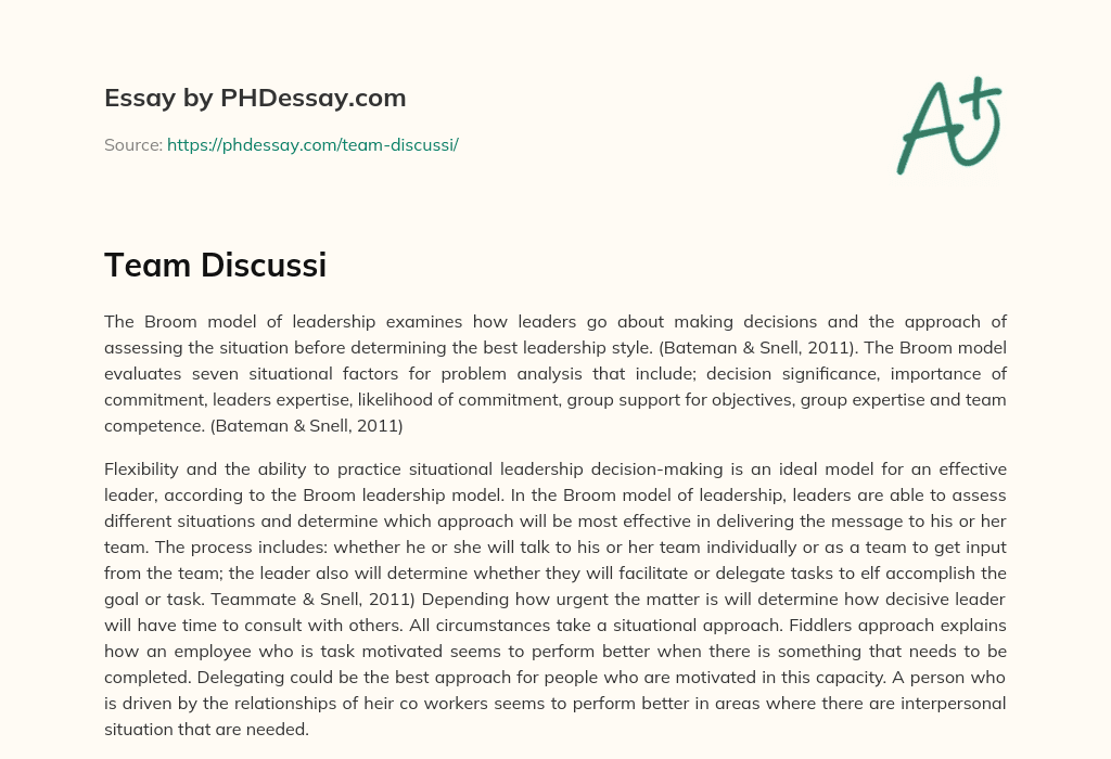 Team Discussi essay