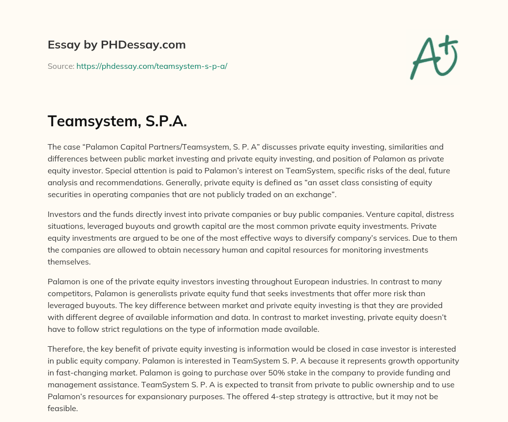 Teamsystem, S.P.A. essay