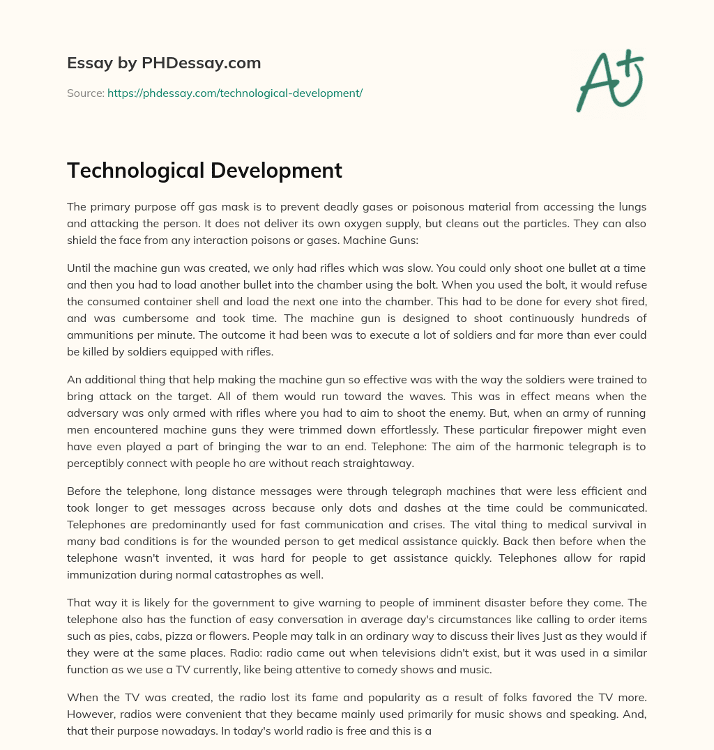 Technological Development essay
