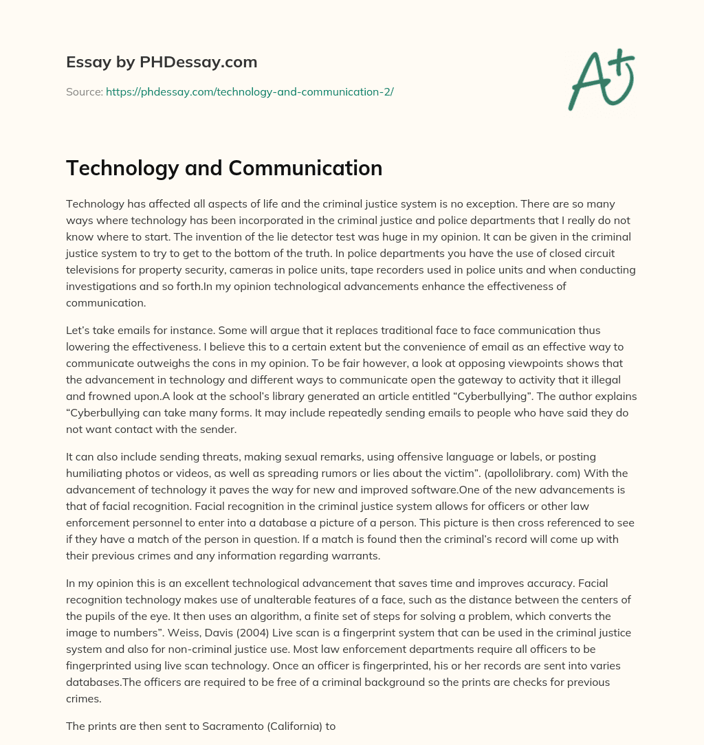 Technology and Communication essay