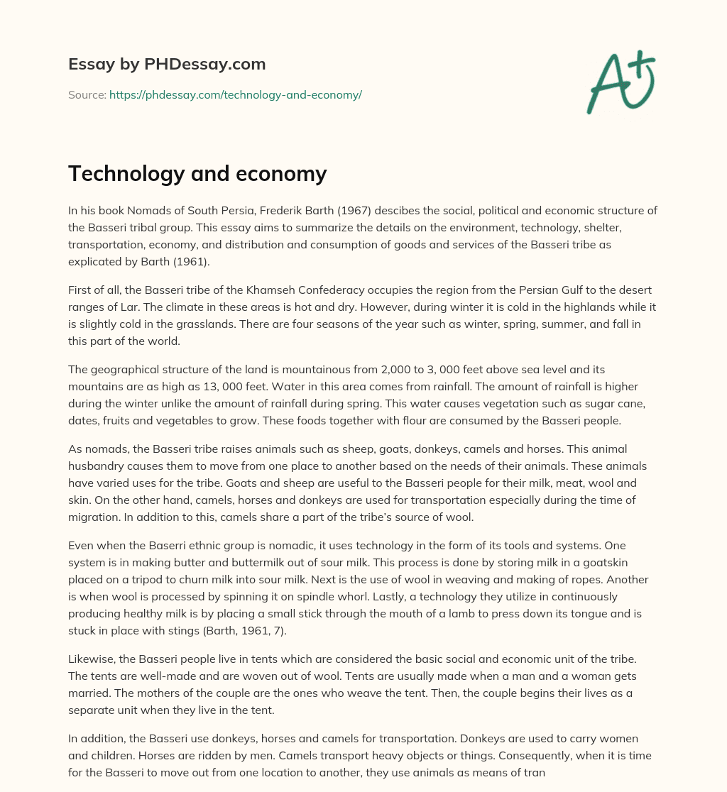 Technology and economy essay