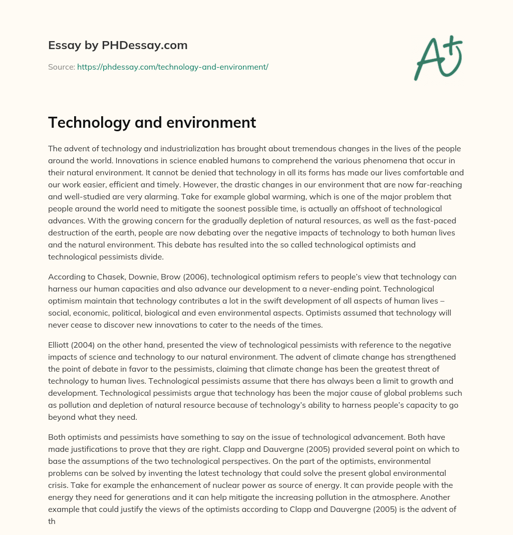 Technology and environment essay