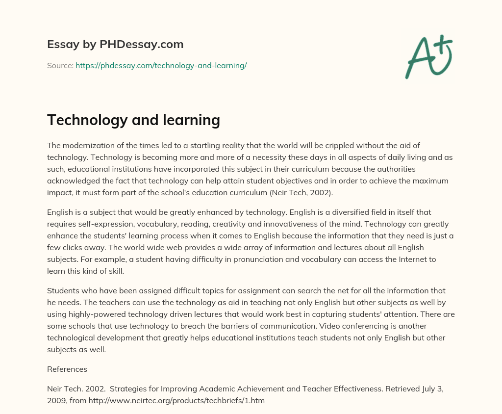 Technology and learning essay