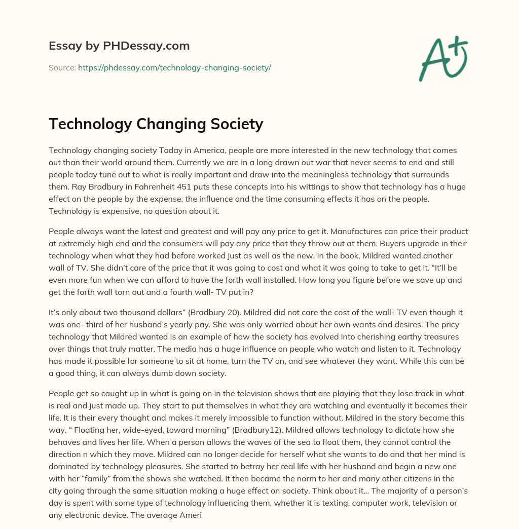 Technology Changing Society essay