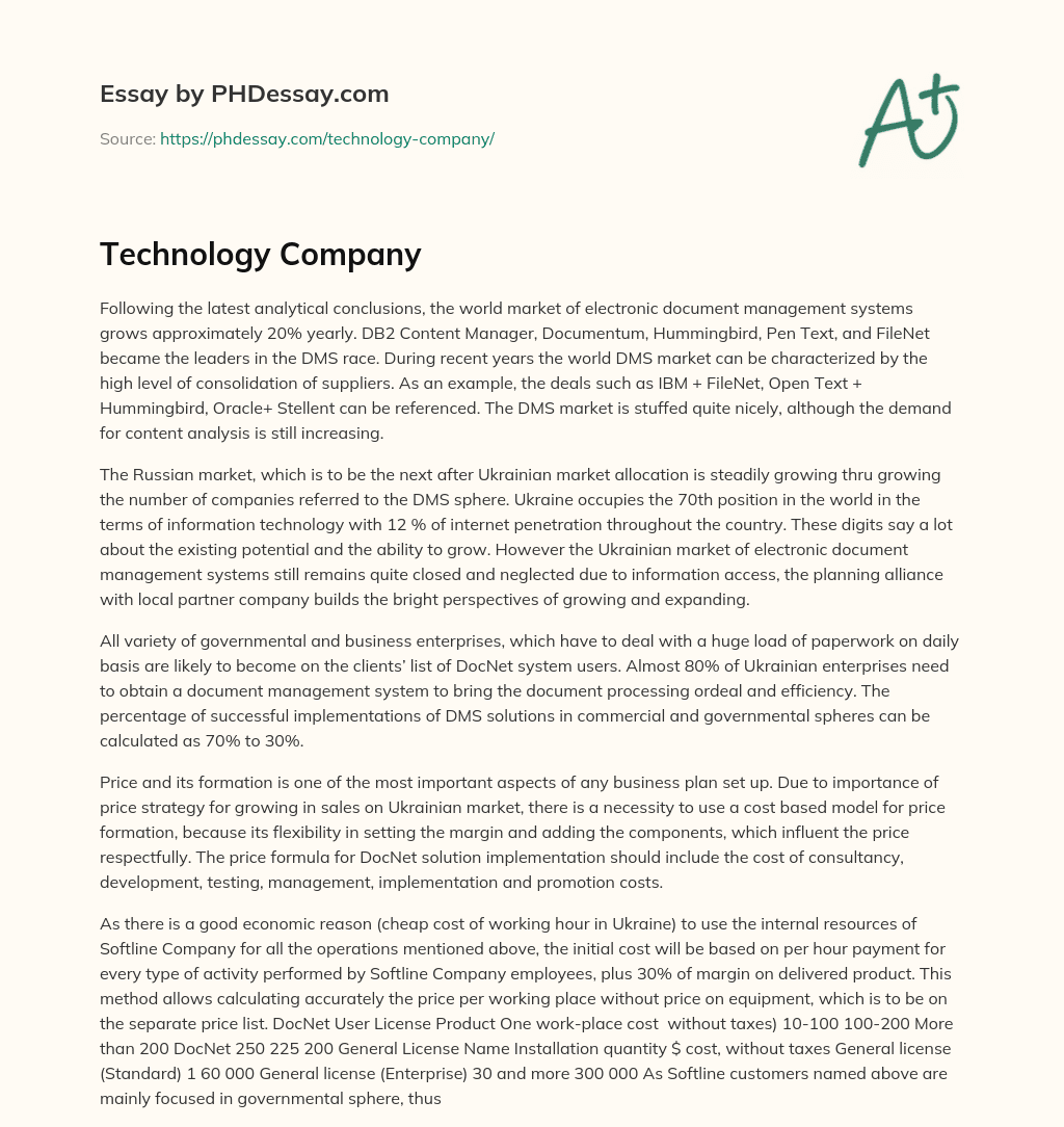 Technology Company essay