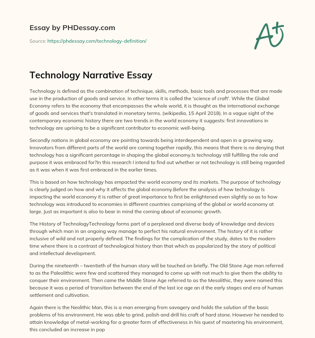 Technology Narrative Essay essay
