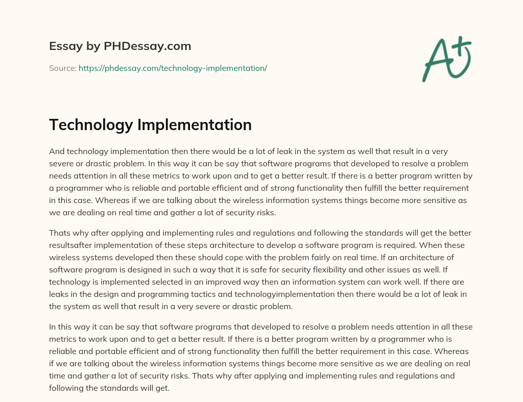 Technology Implementation essay